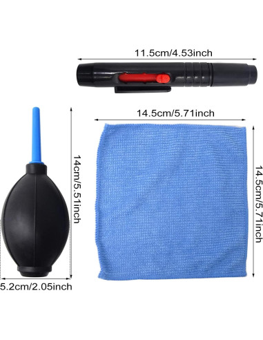 Kit de limpieza de cámara 3 en 1 Honbay - Soplador, paño y bolígrafo