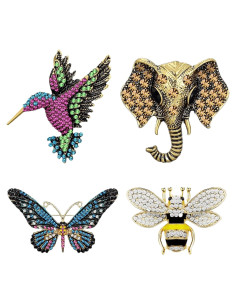 Juego de 4 Broches de Cristal Vintage para Mujeres - Accesorios Elegantes