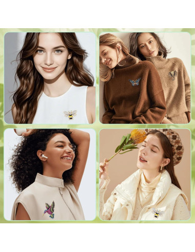 Juego de 4 Broches de Cristal Vintage para Mujeres - Accesorios Elegantes