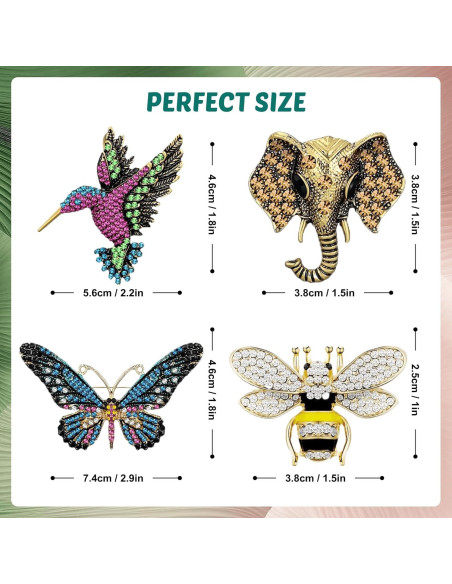 Juego de 4 Broches de Cristal Vintage para Mujeres - Accesorios Elegantes