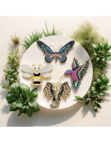 Juego de 4 Broches de Cristal Vintage para Mujeres - Accesorios Elegantes