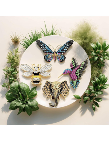 Juego de 4 Broches de Cristal Vintage para Mujeres - Accesorios Elegantes