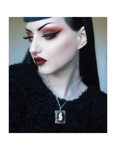 Collar Locket de Libro de Fotos WCRAZYE Gato Negro para Mujeres