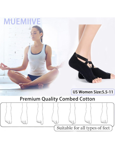 Calcetines Antideslizantes para Mujeres - 2 Pares Gris y Negro