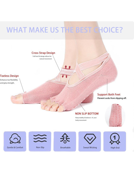 Calcetines Antideslizantes para Mujeres - 2 Pares Gris y Negro