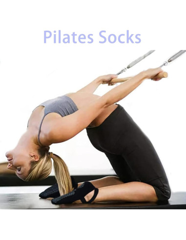 Calcetines Antideslizantes para Mujeres - 2 Pares Gris y Negro