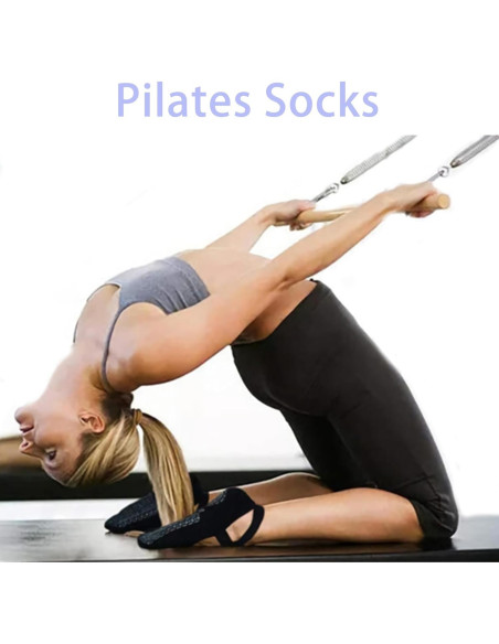 Calcetines Antideslizantes para Mujeres - 2 Pares Gris y Negro