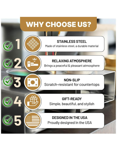 Soporte de Incienso CiLoN 4 en 1 Acero Inoxidable Negro