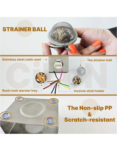 Soporte de Incienso CiLoN 4 en 1 Acero Inoxidable Negro