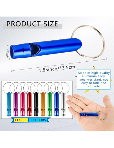 117 Silbatos de Emergencia Norcoin con Llavero Aluminio Multicolor