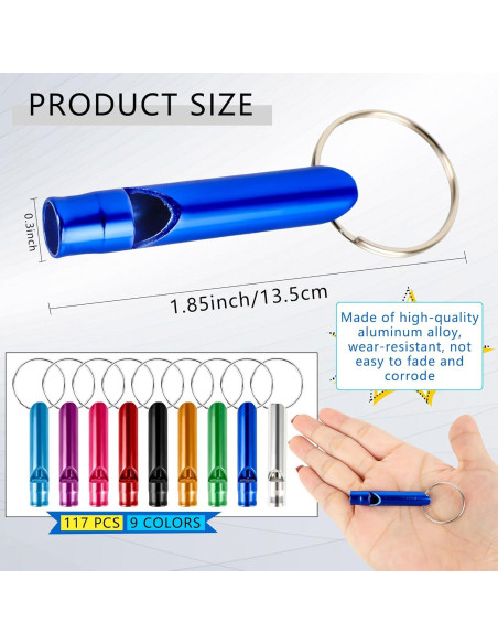 117 Silbatos de Emergencia Norcoin con Llavero Aluminio Multicolor