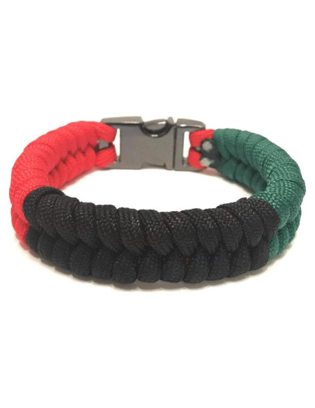 Pulsera de Supervivencia Paracord Tru550 Bandera Afroamericana 24.1 cm
