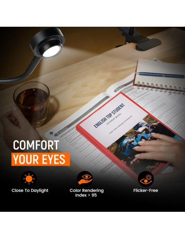 Luz de Lectura LED RVSPARK con Clip Flexible y 3 Modos