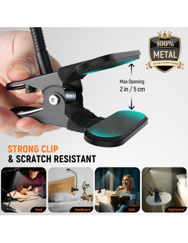 Luz de Lectura LED RVSPARK con Clip Flexible y 3 Modos
