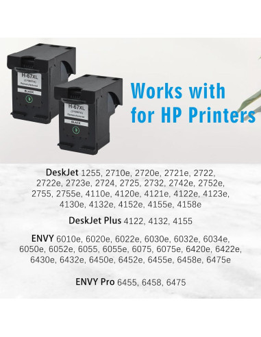 Cartucho de Tinta Negra 67XL Hothorse - Paquete de 2, 18ml