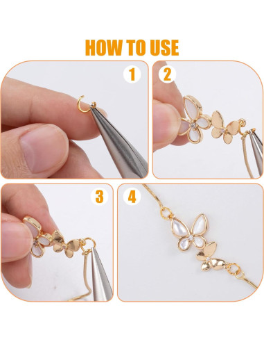 100 Anillas de Salto de Oro 18K Hzopcw 5mm para Joyería