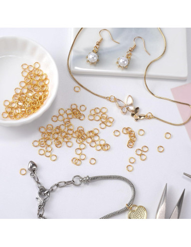 100 Anillas de Salto de Oro 18K Hzopcw 5mm para Joyería