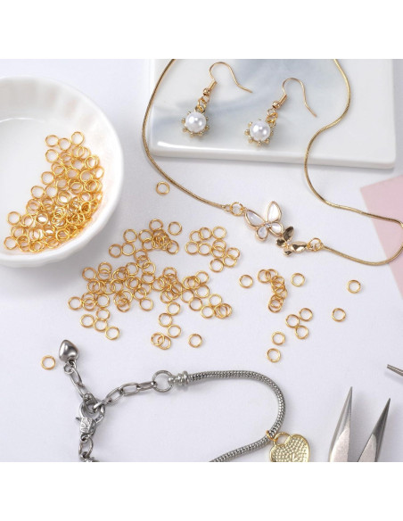 100 Anillas de Salto de Oro 18K Hzopcw 5mm para Joyería