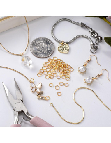 100 Anillas de Salto de Oro 18K Hzopcw 5mm para Joyería