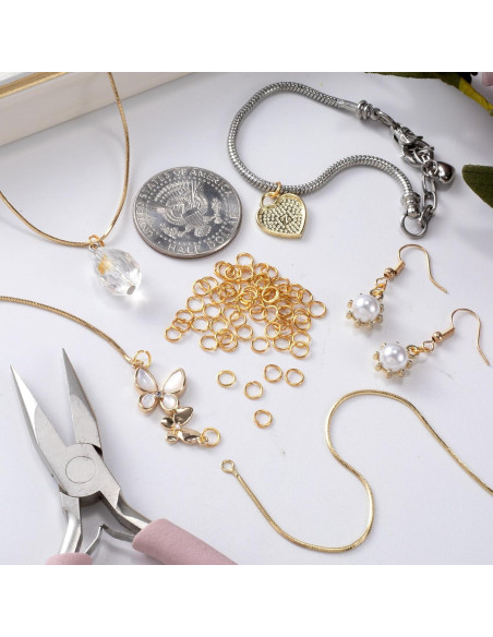 100 Anillas de Salto de Oro 18K Hzopcw 5mm para Joyería