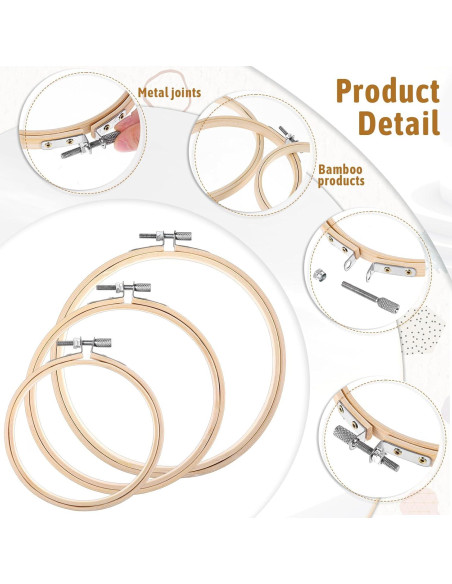 Juego de 3 Aros de Bordado de Bambú 10/13/16 cm - QfwdfcTrenz