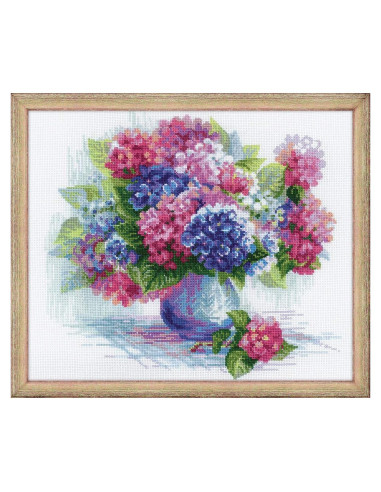Kit de Bordado en Cruz Floral RIOLIS Hortensia 1696 35x30cm