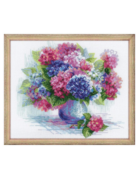 Kit de Bordado en Cruz Floral RIOLIS Hortensia 1696 35x30cm