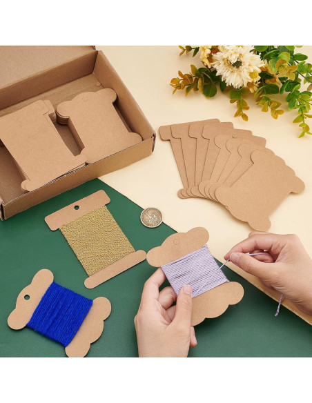 Organizador de Hilo PH PandaHall 80pcs Papel Kraft 10.1x7.7cm