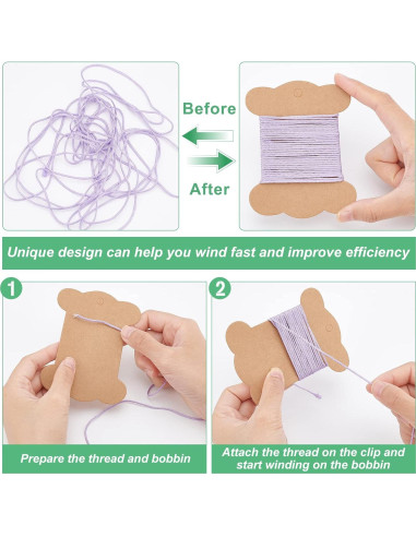 Organizador de Hilo PH PandaHall 80pcs Papel Kraft 10.1x7.7cm