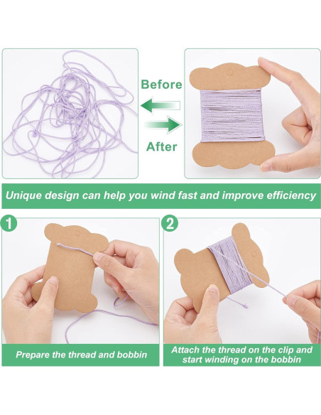 Organizador de Hilo PH PandaHall 80pcs Papel Kraft 10.1x7.7cm