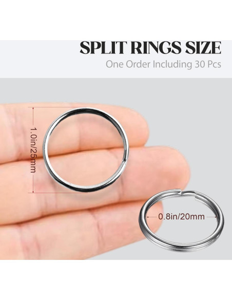 Anillo de Llavero Metálico Dividido 30 Piezas 25mm Plata