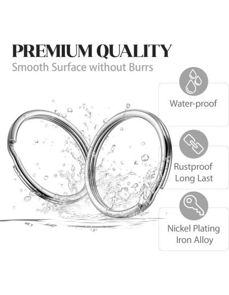 Anillo de Llavero Metálico Dividido 30 Piezas 25mm Plata