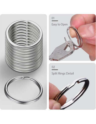 Anillo de Llavero Metálico Dividido 30 Piezas 25mm Plata