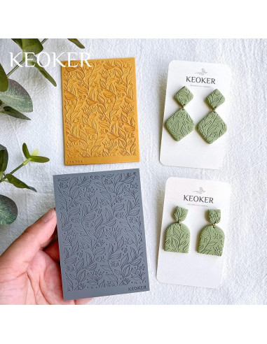 Hojas de Textura de Arcilla Polimérica Keoker 10PC para Aretes