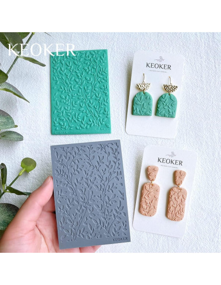 Hojas de Textura de Arcilla Polimérica Keoker 10PC para Aretes
