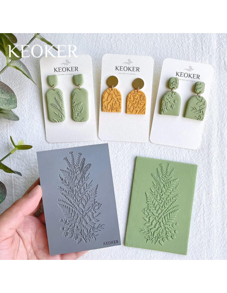 Hojas de Textura de Arcilla Polimérica Keoker 10PC para Aretes