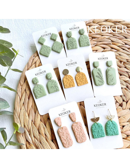 Hojas de Textura de Arcilla Polimérica Keoker 10PC para Aretes