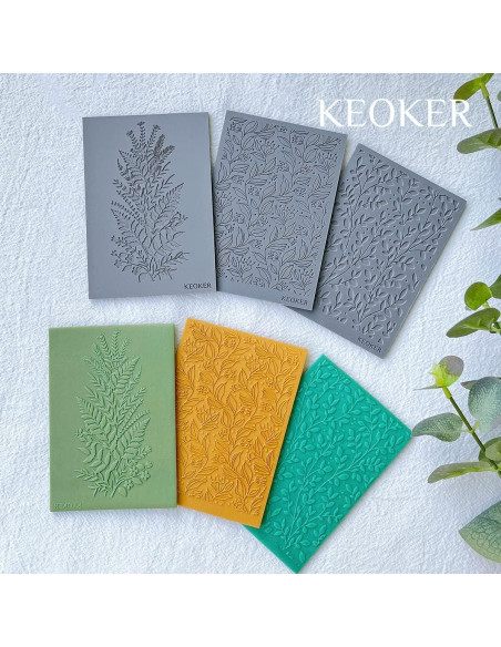 Hojas de Textura de Arcilla Polimérica Keoker 10PC para Aretes