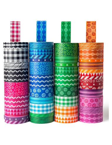 Conjunto de Cinta Washi Shindel 50 Rollos 4 Tamaños 3.02m