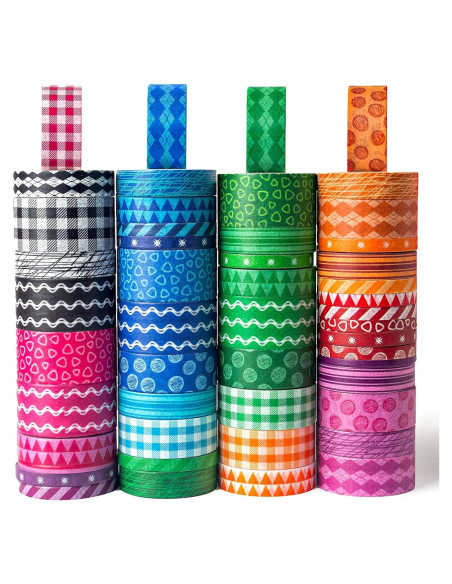 Conjunto de Cinta Washi Shindel 50 Rollos 4 Tamaños 3.02m