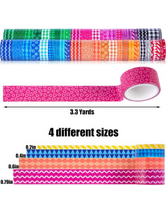 Conjunto de Cinta Washi Shindel 50 Rollos 4 Tamaños 3.02m 2