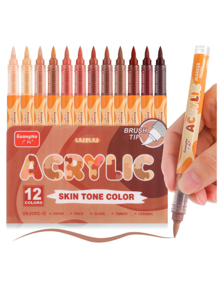 Set de 12 Marcadores de Pintura Acrílica Guangna Multicolor