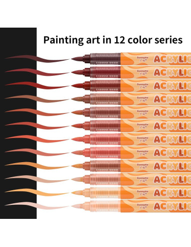 Set de 12 Marcadores de Pintura Acrílica Guangna Multicolor
