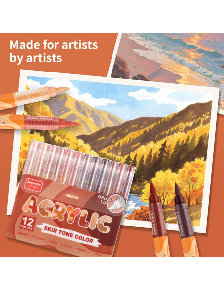 Set de 12 Marcadores de Pintura Acrílica Guangna Multicolor