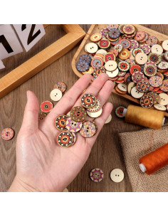 200 Botones de Madera Vintage Styquenzer 20mm Multicolor 2