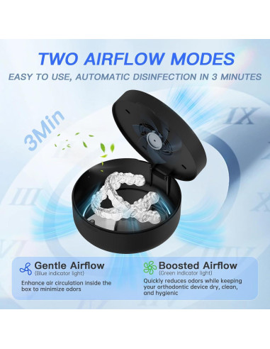 Caso de Retención UV Voraiya Negro con Ventilador y Espejo