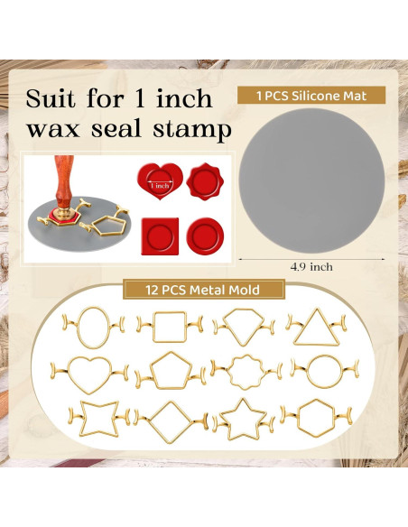 Kit de Sello de Cera Tessco 12 Piezas con Alfombrilla de Silicona