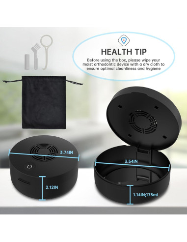 Caso de Retención UV Voraiya Negro con Ventilador y Espejo