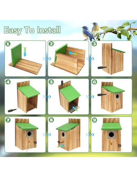 Paquete de 2 casas para pájaros de cedro con protección