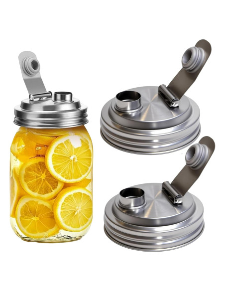 Tapa de boca ancha para frascos Mason Genérico 2 unidades acero inoxidable